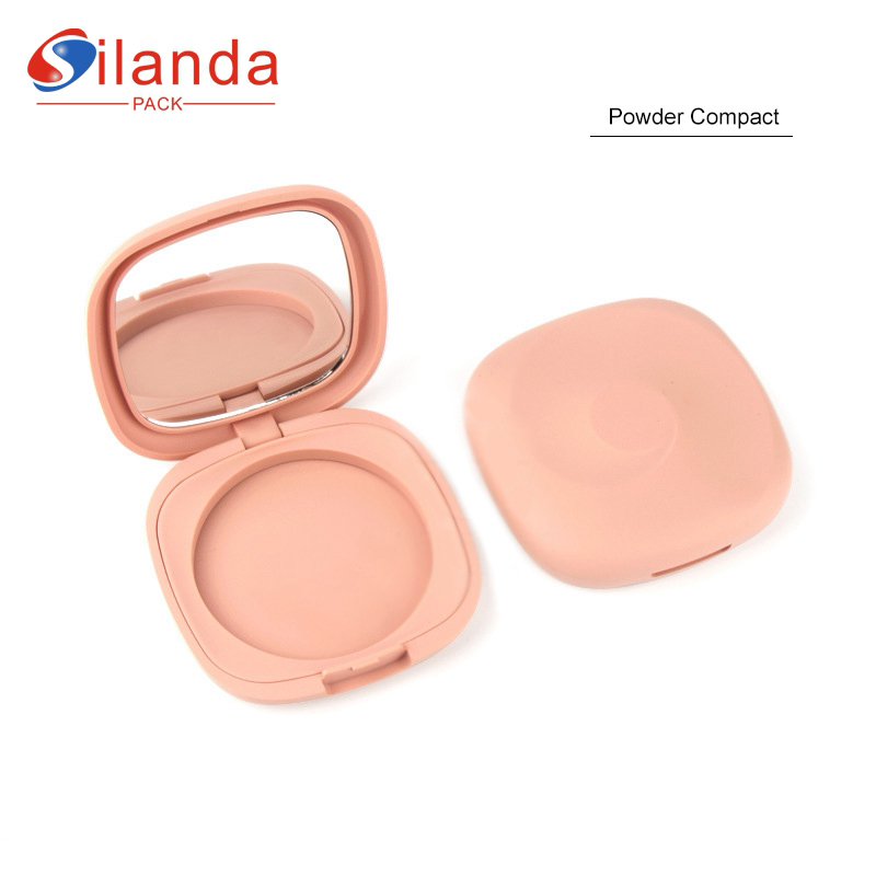 Elegant Pink Square Monochromatic Blush Eye Shadow Box Empty ABS 8g Makeup Pressed Powder Compact Case with Mirror