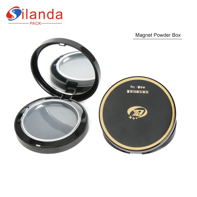 Hot Sale Black Round Magnetic Cosmetics Setting Powder Compact Case Empty 10g Makeup Eye Shadow Blush Box