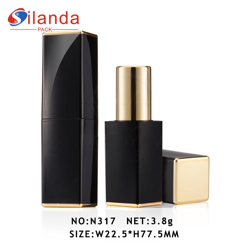 Hot Sale Electroplated Magnetic Square Makeup Lipstick Tubes Empty Frosted Curved Convex Surface Cosmetic Lip Stick Container 