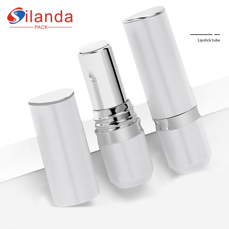 White Round Sealed Makeup Lipstick Tubes Empty Plastic 3.5g Rotating Cosmetic Lip Stick Container 