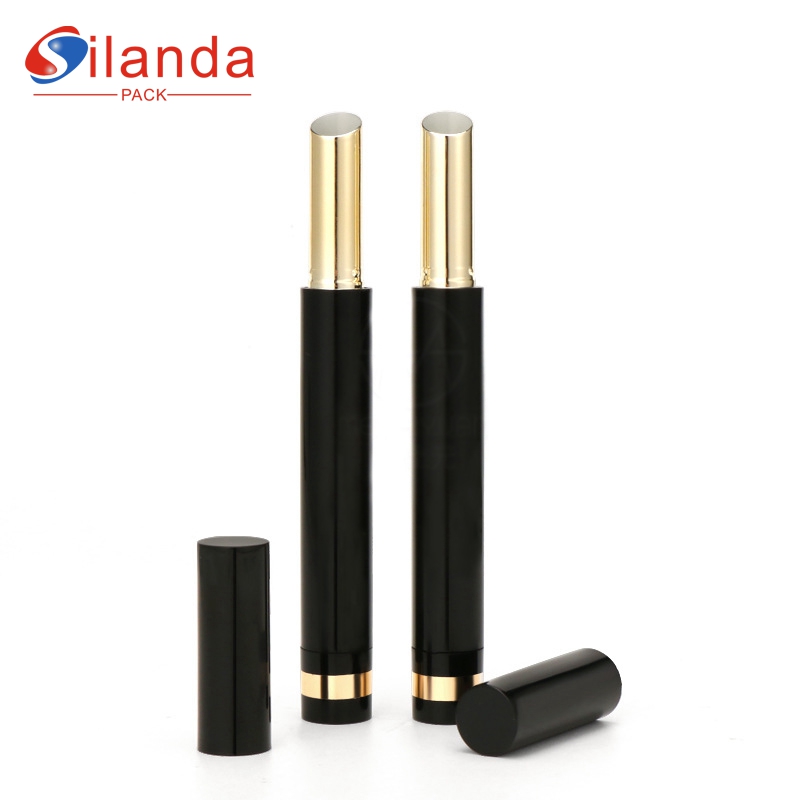 2.2g Black Round Thin Oblique Lipstick Tubes Empty Plastic Slender Cosmetic Lip Stick Container  