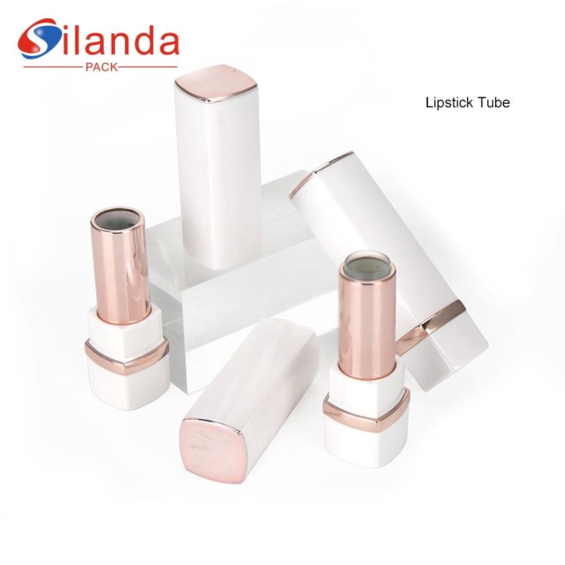 Luxury Rose Gold Square Press Makeup Lipstick Tubes Empty Plastic 3.8g Cosmetic Lip Stick Container 