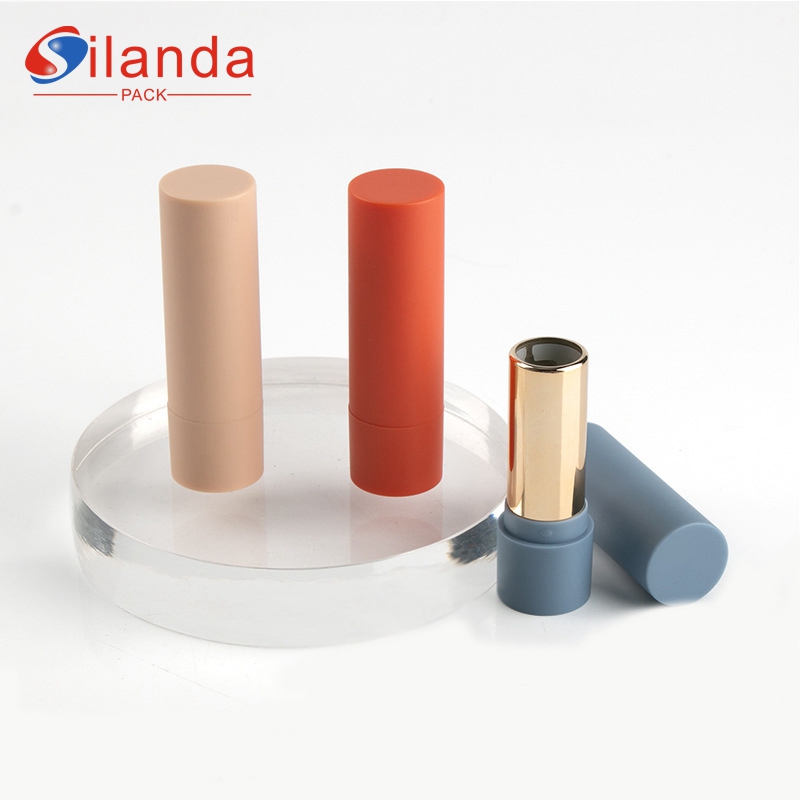 Hot Sale Matte Blue Round Flat Mouth 12.1mm Makeup Lipstick Tubes Empty Plastic 3.8g Cosmetic Lip Stick Container  