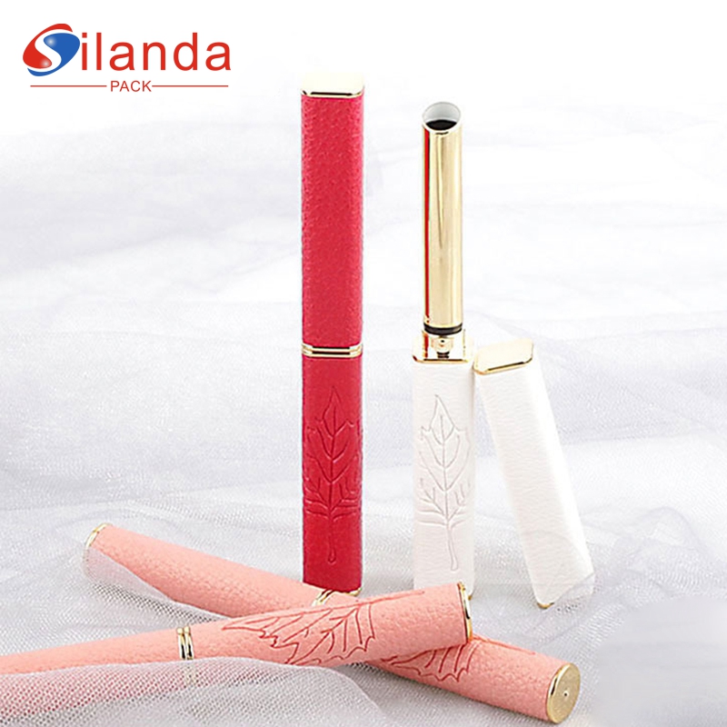 2.2g Green Round Leather Wrapped Thin Oblique Lipstick Tubes Empty Plastic Slender Cosmetic Square Lip Stick Container  