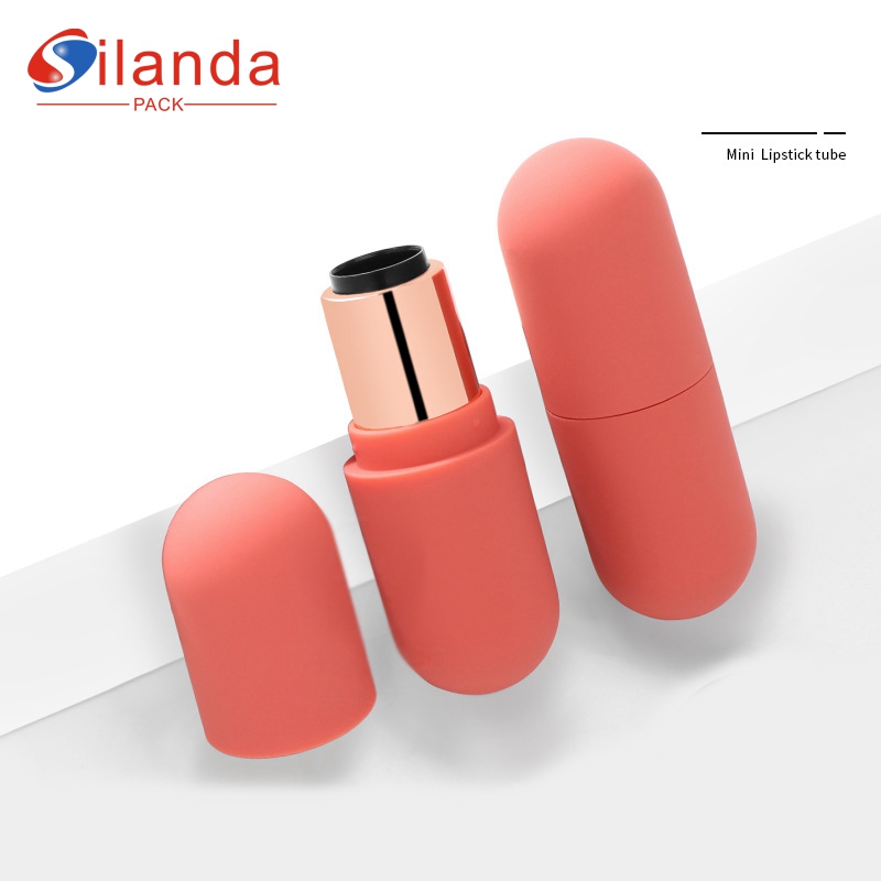 Lovely Red Mini Capsule Shaped Makeup Lipstick Tubes Empty Plastic 1.5g Portable Cosmetic Lip Stick Container