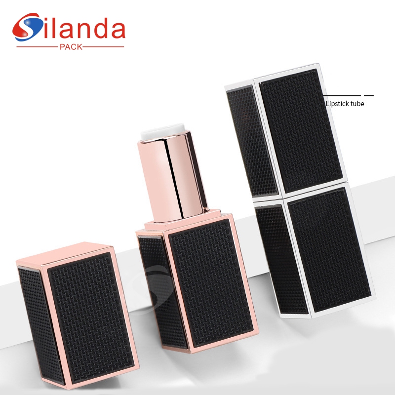 Nice Black Square Flat Mouth Makeup Lipstick Tubes Empty Plastic 3.5g Cosmetic Lip Stick Container