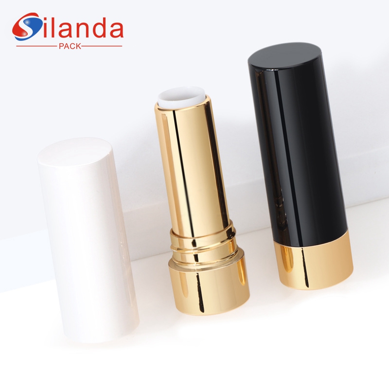 Black Airtight Round Flat Mouth Makeup Lipstick Tubes Empty Plastic 3.5g Cosmetic Lip Stick Container 