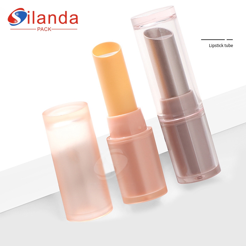 Translucent Yellow Round Oblique 11.1mm Makeup Lipstick Tubes Empty Plastic 3.0g Cosmetic Lip Balm Container  