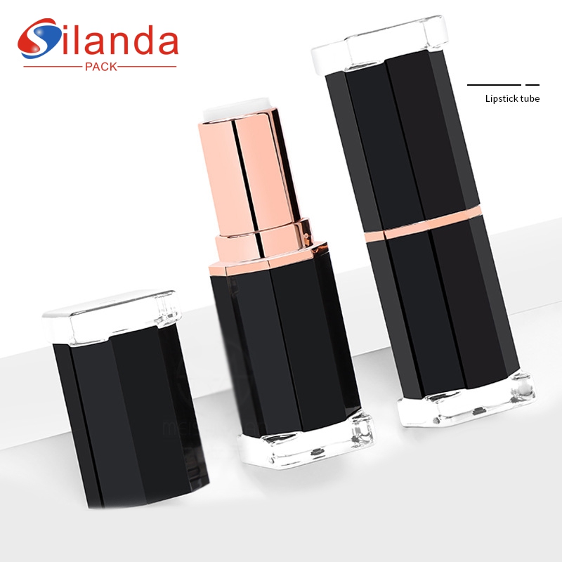 Delicate Two Color Injection Molded Octagonal Makeup Lipstick Tubes Empty Plastic 3.5g Cosmetic Lip Stick Container 