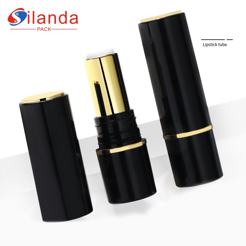 Sealed Black Spiral Round Flat Mouth Makeup Lipstick Tubes Empty Plastic 3.5g Cosmetic Lip Stick Container 