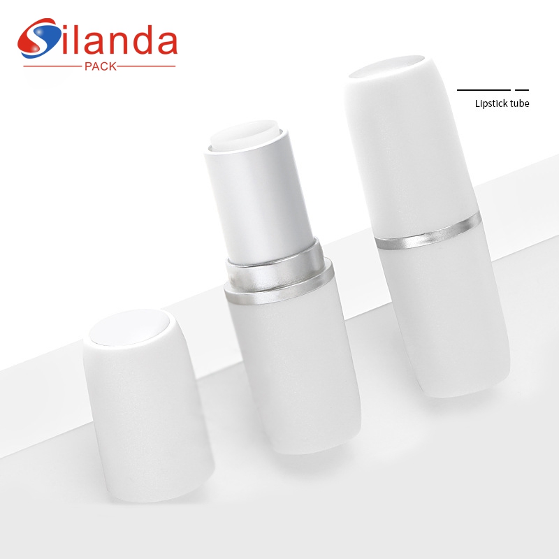 Hot Sale White Round Flat Mouth Makeup Lipstick Tubes Empty Plastic 3.5g Cosmetic Lip Balm Container  