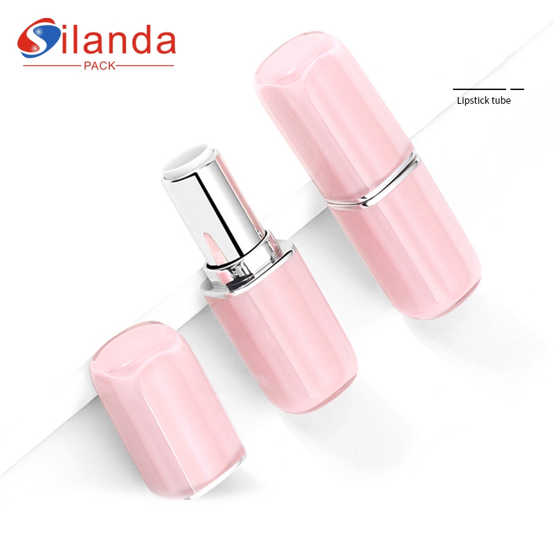 Pink Round Big Belly Flat Mouth Makeup Lipstick Tubes Empty Plastic AS 3.5g Cosmetic Lip Stick Container 