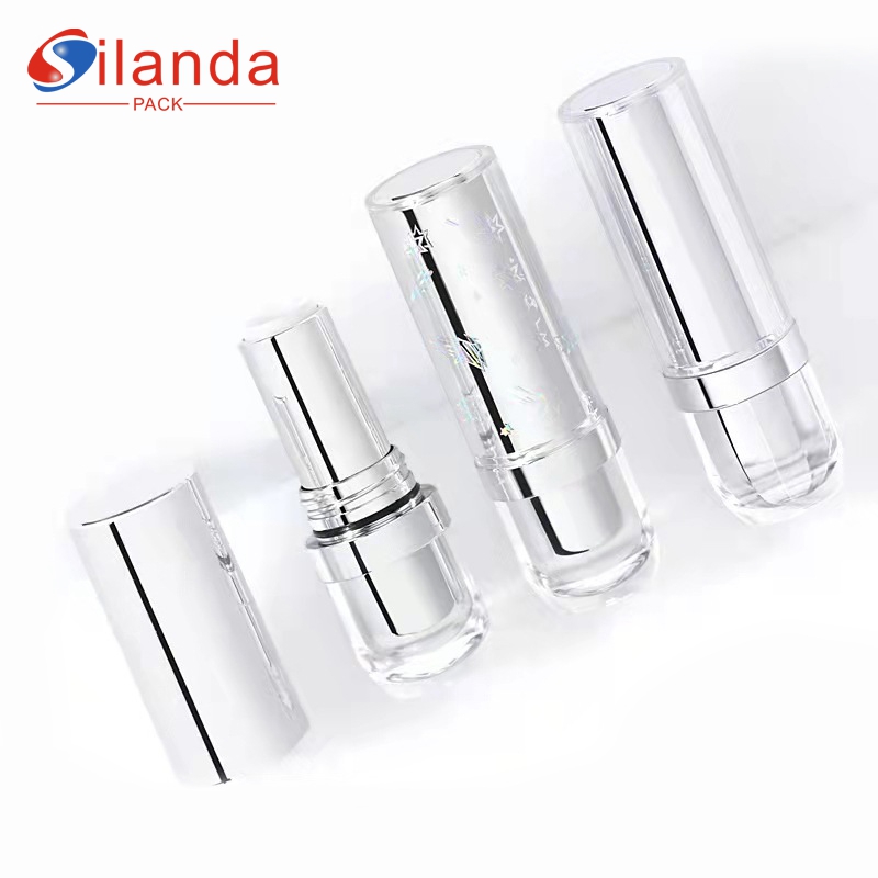 Hot Sale Transparent Round Flat Mouth 12.1mm Makeup Lipstick Tubes Empty Plastic AS 3.5g Cosmetic Lip Balm Container 