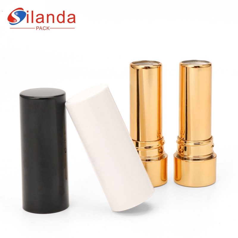 Simple White Round Flat Mouth 12.1mm Makeup Lipstick Tubes Empty Plastic 3.5g Cosmetic Lip Stick Container  