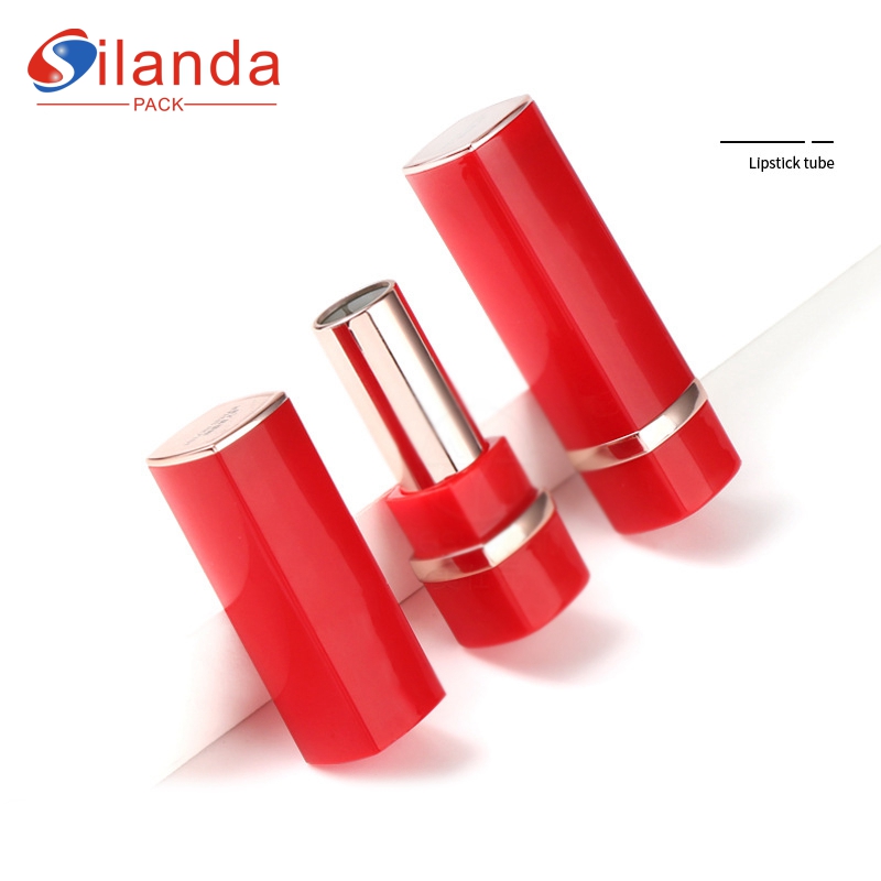 Hot Sale Red Square Makeup Lipstick Tubes Empty Plastic 3.5g Flat Mouth 12.1mm Cosmetic Lip Balm Container