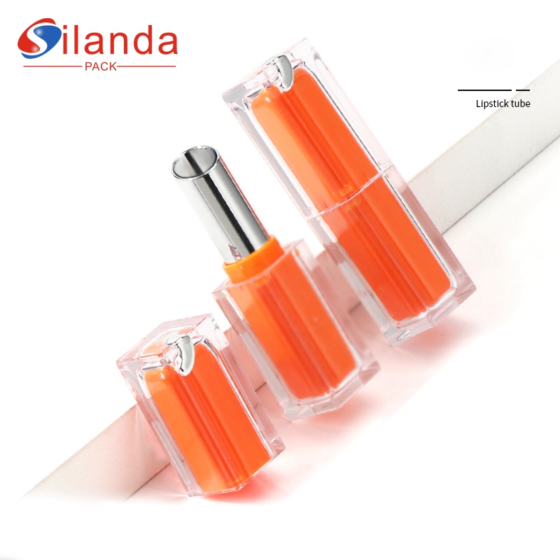  Elegant Transparent Square Makeup Lipstick Tubes Empty Plastic 3.5g Oblique Cosmetic Lip Balm Container 