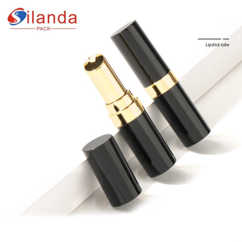 Black Slender Round Makeup Lipstick Tubes Empty Plastic 3.5g Oblique Cosmetic Lip Stick Container 