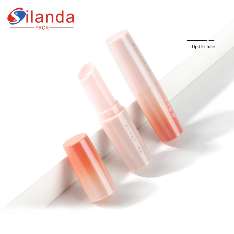 Gradient Color Round Sprayed Makeup Lipstick Tubes Empty Plastic 3.0g Oblique Cosmetic Lip Balm Container  