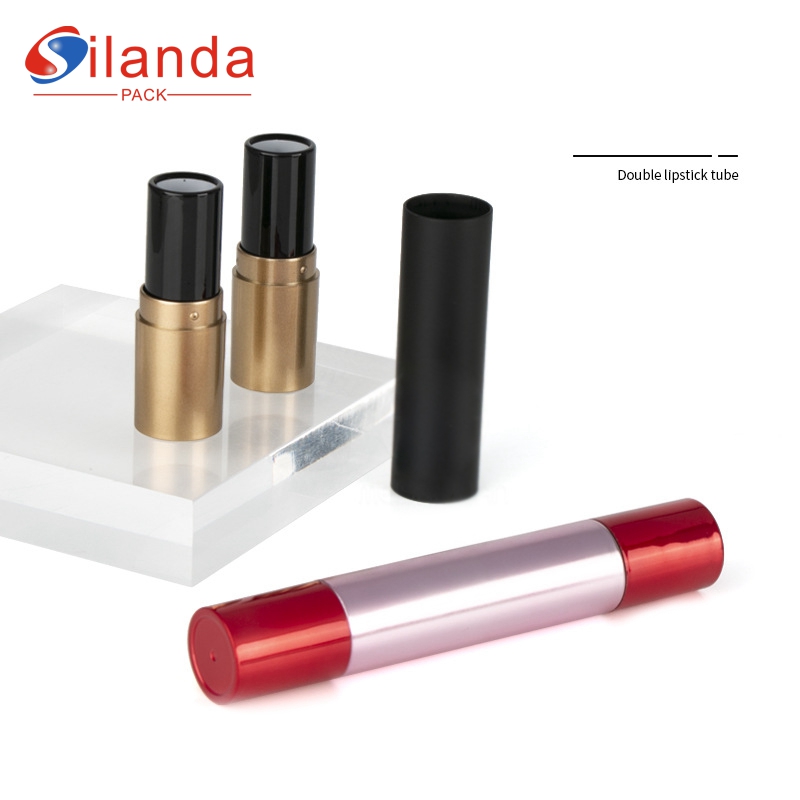 Black Double Headed Round Makeup Lipstick Tubes Empty Plastic 3.5g Flat Mouth Cosmetic Lip Stick Container 