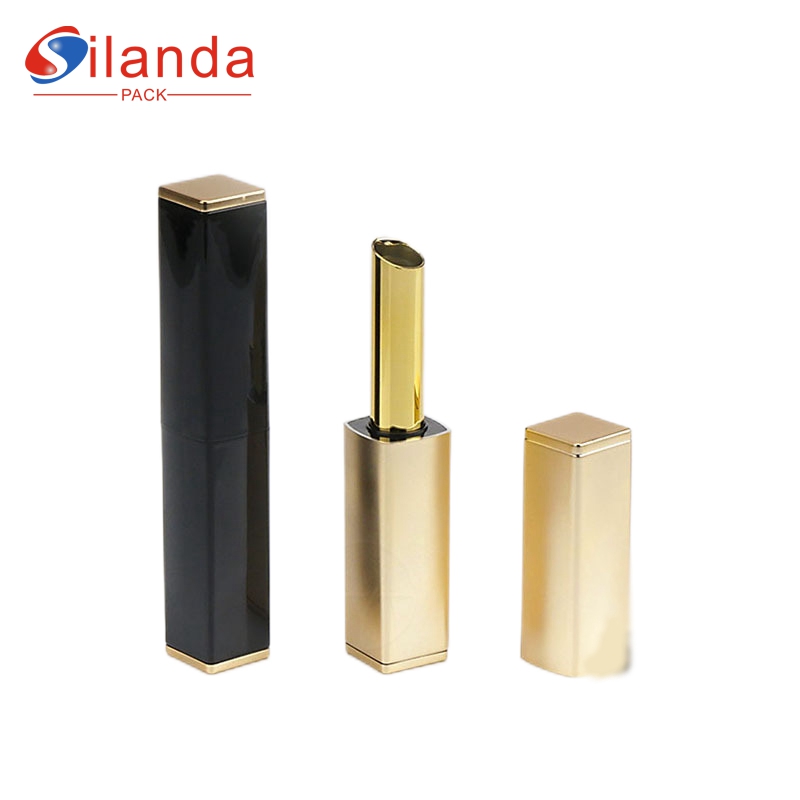 Elegant Gold Magnetic Square Makeup Lipstick Tubes Empty Plastic 2.2g Oblique Cosmetic Lip Stick Container  